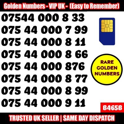 GOLD EASY MOBILE NUMBER MEMORABLE PLATINUM VIP UK PAY AS YOU GO SIM LOT B465B