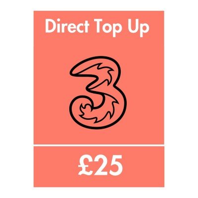 Three (3) £25 Direct Mobile Top Up