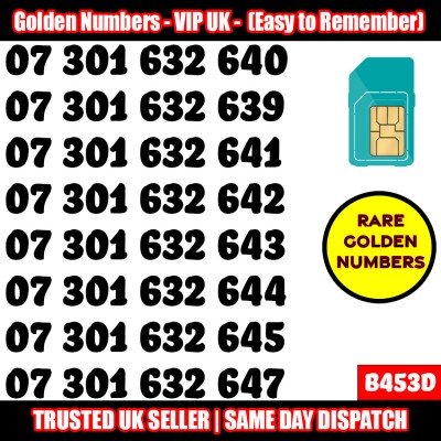 20 x Serial Golden EE Network Easy VIP Mobile Number – Best For Company/Business- B453D