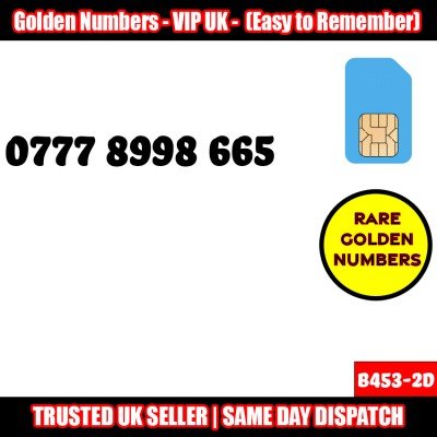 GOLD EASY MOBILE NUMBER MEMORABLE PLATINUM VIP UK PAY AS YOU GO SIM LOT B453-2D