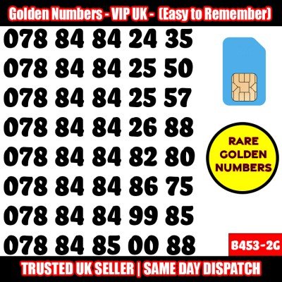 GOLD EASY MOBILE NUMBER MEMORABLE PLATINUM VIP UK PAY AS YOU GO SIM LOT B453-2G