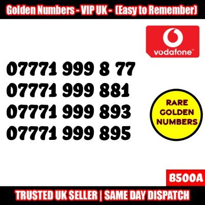 GOLD EASY MOBILE NUMBER MEMORABLE PLATINUM VIP UK PAY AS YOU GO SIM LOT B500A