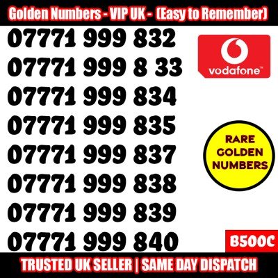 GOLD EASY MOBILE NUMBER MEMORABLE PLATINUM VIP UK PAY AS YOU GO SIM LOT B500C