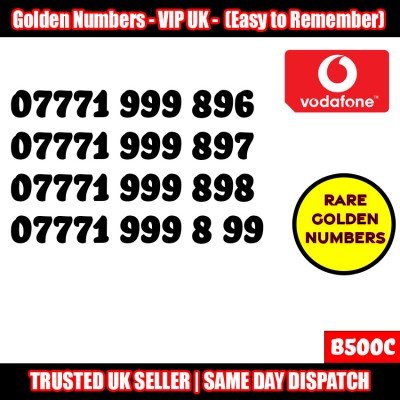 GOLD EASY MOBILE NUMBER MEMORABLE PLATINUM VIP UK PAY AS YOU GO SIM LOT B500C