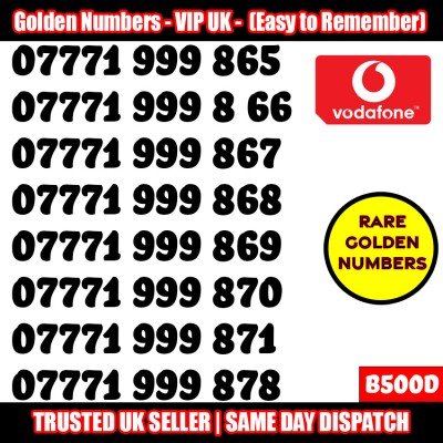 GOLD EASY MOBILE NUMBER MEMORABLE PLATINUM VIP UK PAY AS YOU GO SIM LOT B500D