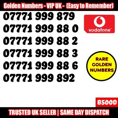 GOLD EASY MOBILE NUMBER MEMORABLE PLATINUM VIP UK PAY AS YOU GO SIM LOT B500D