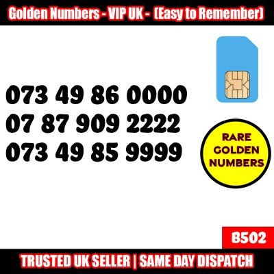 GOLD EASY MOBILE NUMBER MEMORABLE PLATINUM VIP UK PAY AS YOU GO SIM LOT B502-LEBARA 