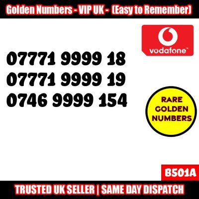 GOLD EASY MOBILE NUMBER MEMORABLE PLATINUM VIP UK PAY AS YOU GO SIM LOT B501A