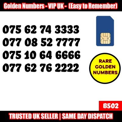 GOLD EASY MOBILE NUMBER MEMORABLE PLATINUM VIP UK PAY AS YOU GO SIM LOT B502