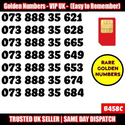 GOLD EASY MOBILE NUMBER MEMORABLE PLATINUM VIP UK PAY AS YOU GO SIM LOT B458C