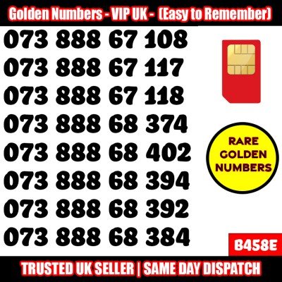 GOLD EASY MOBILE NUMBER MEMORABLE PLATINUM VIP UK PAY AS YOU GO SIM LOT B458E