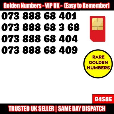 GOLD EASY MOBILE NUMBER MEMORABLE PLATINUM VIP UK PAY AS YOU GO SIM LOT B458E