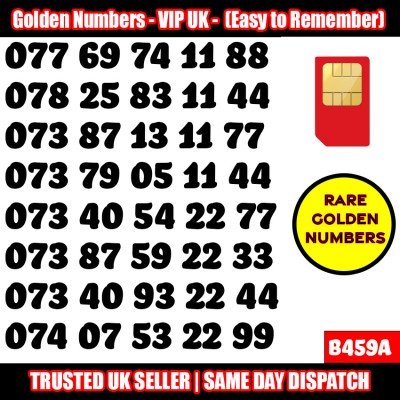 GOLD EASY MOBILE NUMBER MEMORABLE PLATINUM VIP UK PAY AS YOU GO SIM LOT B459A