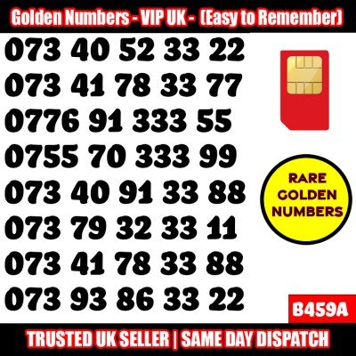 GOLD EASY MOBILE NUMBER MEMORABLE PLATINUM VIP UK PAY AS YOU GO SIM LOT B459A