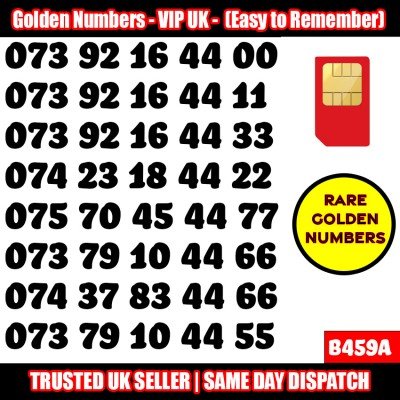 GOLD EASY MOBILE NUMBER MEMORABLE PLATINUM VIP UK PAY AS YOU GO SIM LOT B459A