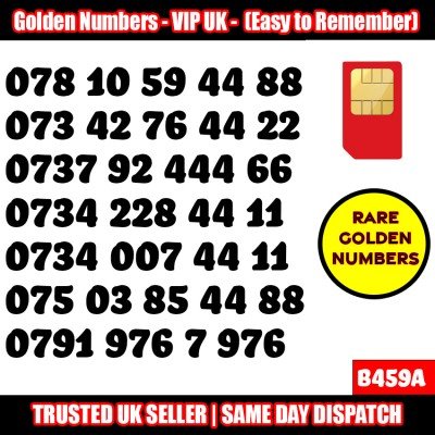 GOLD EASY MOBILE NUMBER MEMORABLE PLATINUM VIP UK PAY AS YOU GO SIM LOT B459A