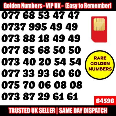 GOLD EASY MOBILE NUMBER MEMORABLE PLATINUM VIP UK PAY AS YOU GO SIM LOT B459B