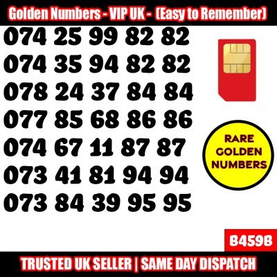 GOLD EASY MOBILE NUMBER MEMORABLE PLATINUM VIP UK PAY AS YOU GO SIM LOT B459B