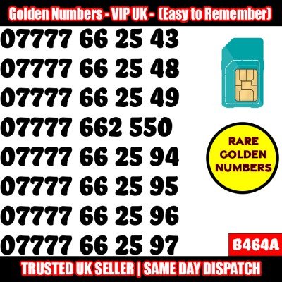 GOLD EASY MOBILE NUMBER MEMORABLE PLATINUM VIP UK PAY AS YOU GO SIM LOT B464A