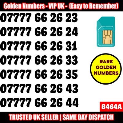 GOLD EASY MOBILE NUMBER MEMORABLE PLATINUM VIP UK PAY AS YOU GO SIM LOT B464A