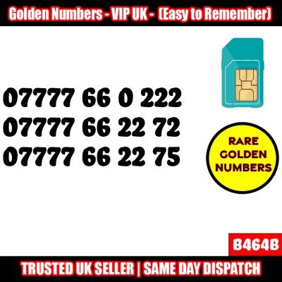 GOLD EASY MOBILE NUMBER MEMORABLE PLATINUM VIP UK PAY AS YOU GO SIM LOT B464B