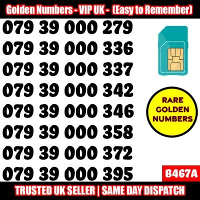 GOLD EASY MOBILE NUMBER MEMORABLE PLATINUM VIP UK PAY AS YOU GO SIM LOT B467A