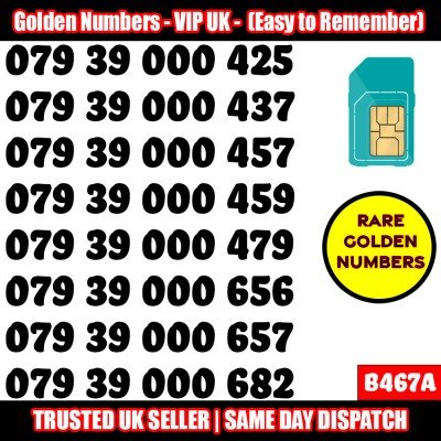 GOLD EASY MOBILE NUMBER MEMORABLE PLATINUM VIP UK PAY AS YOU GO SIM LOT B467A