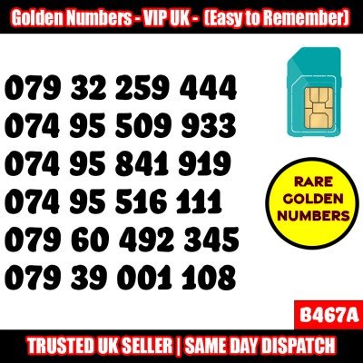 GOLD EASY MOBILE NUMBER MEMORABLE PLATINUM VIP UK PAY AS YOU GO SIM LOT B467A