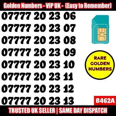 GOLD EASY MOBILE NUMBER MEMORABLE PLATINUM VIP UK PAY AS YOU GO SIM LOT B462A