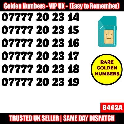 GOLD EASY MOBILE NUMBER MEMORABLE PLATINUM VIP UK PAY AS YOU GO SIM LOT B462A