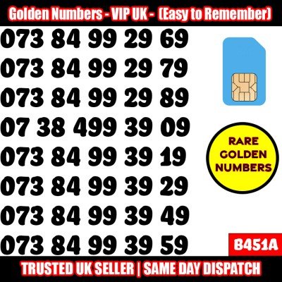 GOLD EASY MOBILE NUMBER MEMORABLE PLATINUM VIP UK PAY AS YOU GO SIM LOT B451A