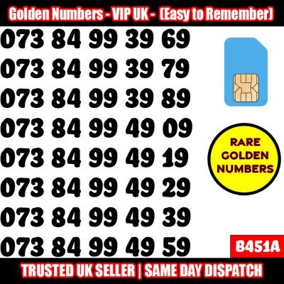 GOLD EASY MOBILE NUMBER MEMORABLE PLATINUM VIP UK PAY AS YOU GO SIM LOT B451A