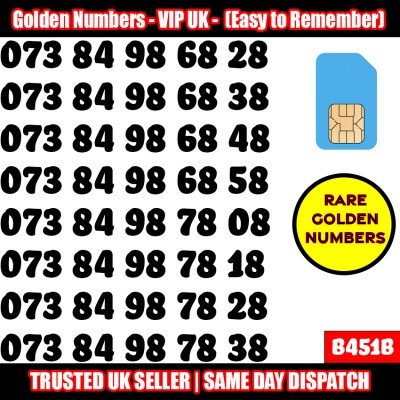 GOLD EASY MOBILE NUMBER MEMORABLE PLATINUM VIP UK PAY AS YOU GO SIM LOT B451B