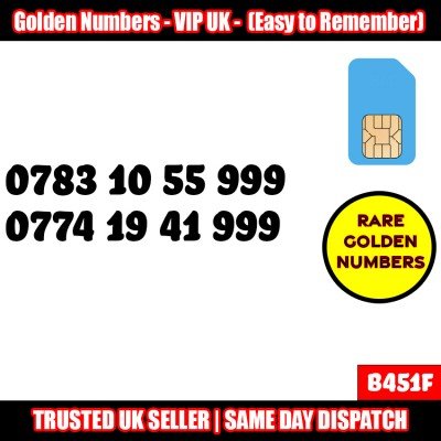 GOLD EASY MOBILE NUMBER MEMORABLE PLATINUM VIP UK PAY AS YOU GO SIM LOT B451F