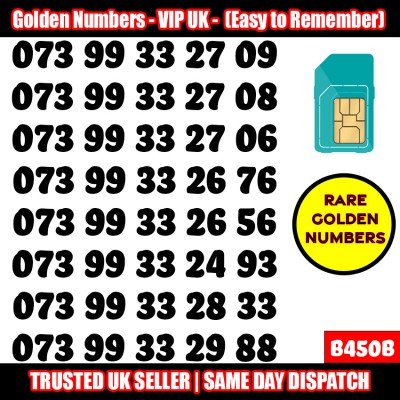 GOLD EASY MOBILE NUMBER MEMORABLE PLATINUM VIP UK PAY AS YOU GO SIM LOT B450B