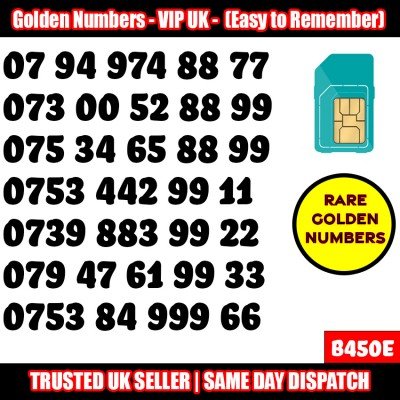 GOLD EASY MOBILE NUMBER MEMORABLE PLATINUM VIP UK PAY AS YOU GO SIM LOT B450E