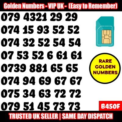 GOLD EASY MOBILE NUMBER MEMORABLE PLATINUM VIP UK PAY AS YOU GO SIM LOT B450F