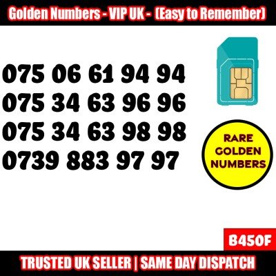 GOLD EASY MOBILE NUMBER MEMORABLE PLATINUM VIP UK PAY AS YOU GO SIM LOT B450F