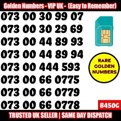 GOLD EASY MOBILE NUMBER MEMORABLE PLATINUM VIP UK PAY AS YOU GO SIM LOT B450G