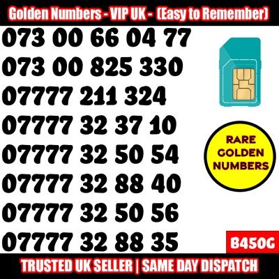 GOLD EASY MOBILE NUMBER MEMORABLE PLATINUM VIP UK PAY AS YOU GO SIM LOT B450G