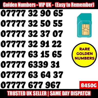 GOLD EASY MOBILE NUMBER MEMORABLE PLATINUM VIP UK PAY AS YOU GO SIM LOT B450G