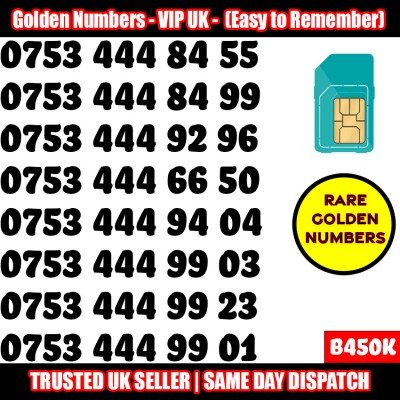 GOLD EASY MOBILE NUMBER MEMORABLE PLATINUM VIP UK PAY AS YOU GO SIM LOT B450K