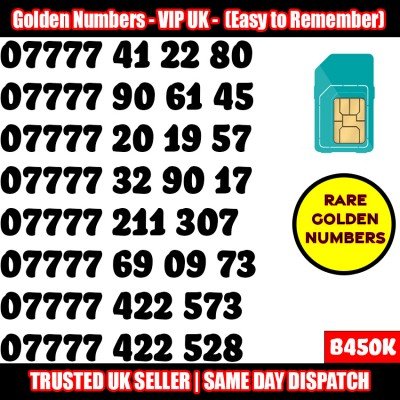 GOLD EASY MOBILE NUMBER MEMORABLE PLATINUM VIP UK PAY AS YOU GO SIM LOT B450K