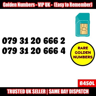 GOLD EASY MOBILE NUMBER MEMORABLE PLATINUM VIP UK PAY AS YOU GO SIM LOT B450L