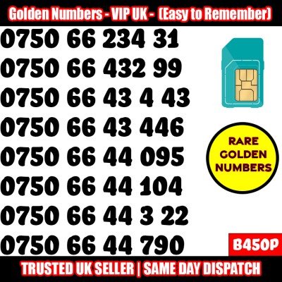 GOLD EASY MOBILE NUMBER MEMORABLE PLATINUM VIP UK PAY AS YOU GO SIM LOT B450P