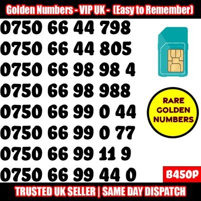 GOLD EASY MOBILE NUMBER MEMORABLE PLATINUM VIP UK PAY AS YOU GO SIM LOT B450P