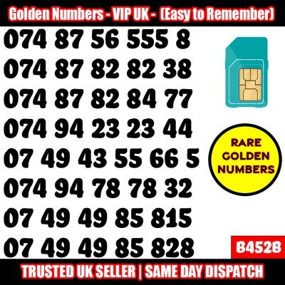 GOLD EASY MOBILE NUMBER MEMORABLE PLATINUM VIP UK PAY AS YOU GO SIM LOT B452B