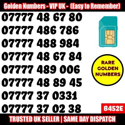 GOLD EASY MOBILE NUMBER MEMORABLE PLATINUM VIP UK PAY AS YOU GO SIM LOT B452E