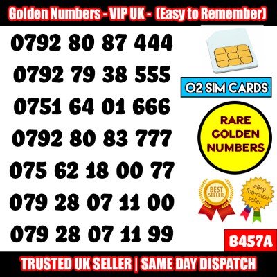 GOLD EASY MOBILE NUMBER MEMORABLE PLATINUM UK PAY AS YOU GO SIM B457