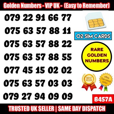 GOLD EASY MOBILE NUMBER MEMORABLE PLATINUM UK PAY AS YOU GO SIM B457